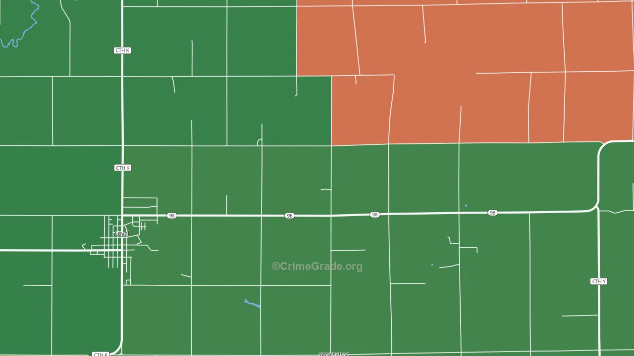 Spokeville, WI Map of Vandalism Rates