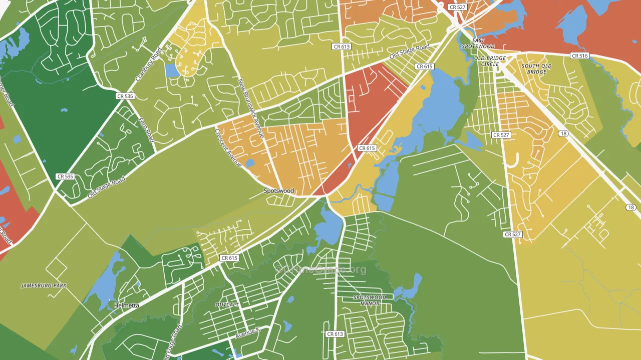 Spotswood, NJ Map of Vandalism Rates