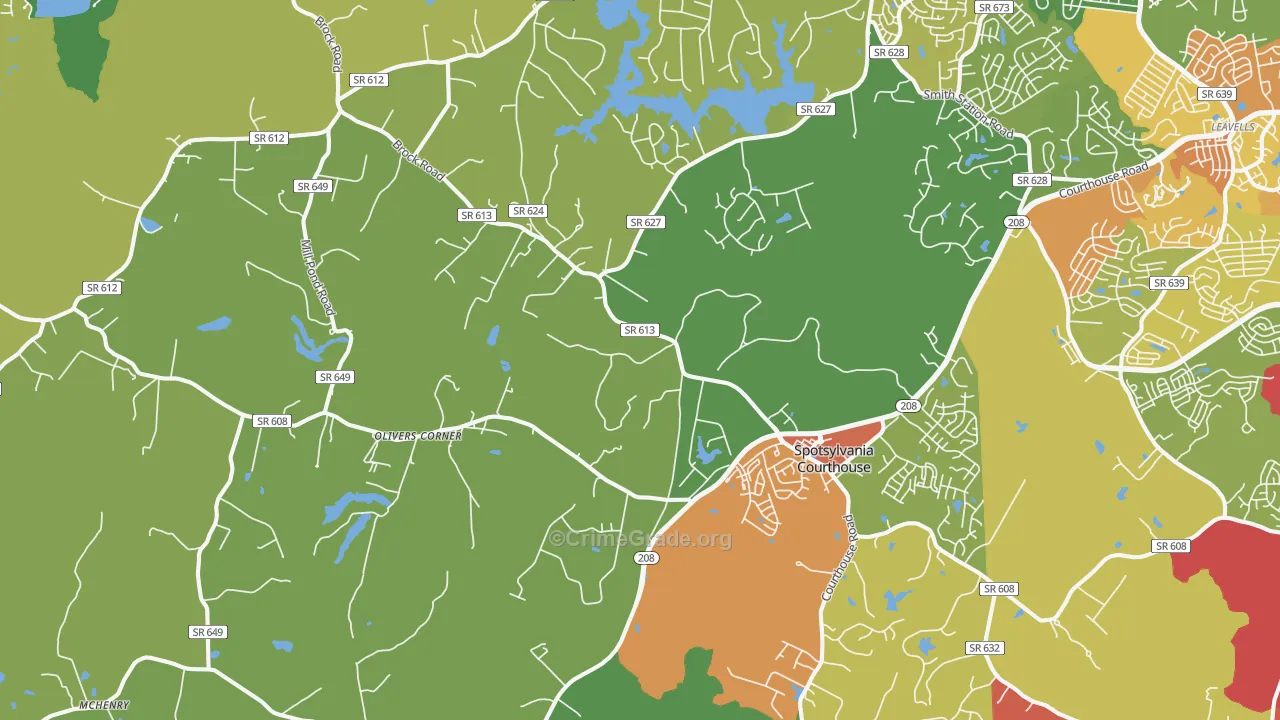 Spotsylvania Courthouse, VA Map of Vandalism Rates