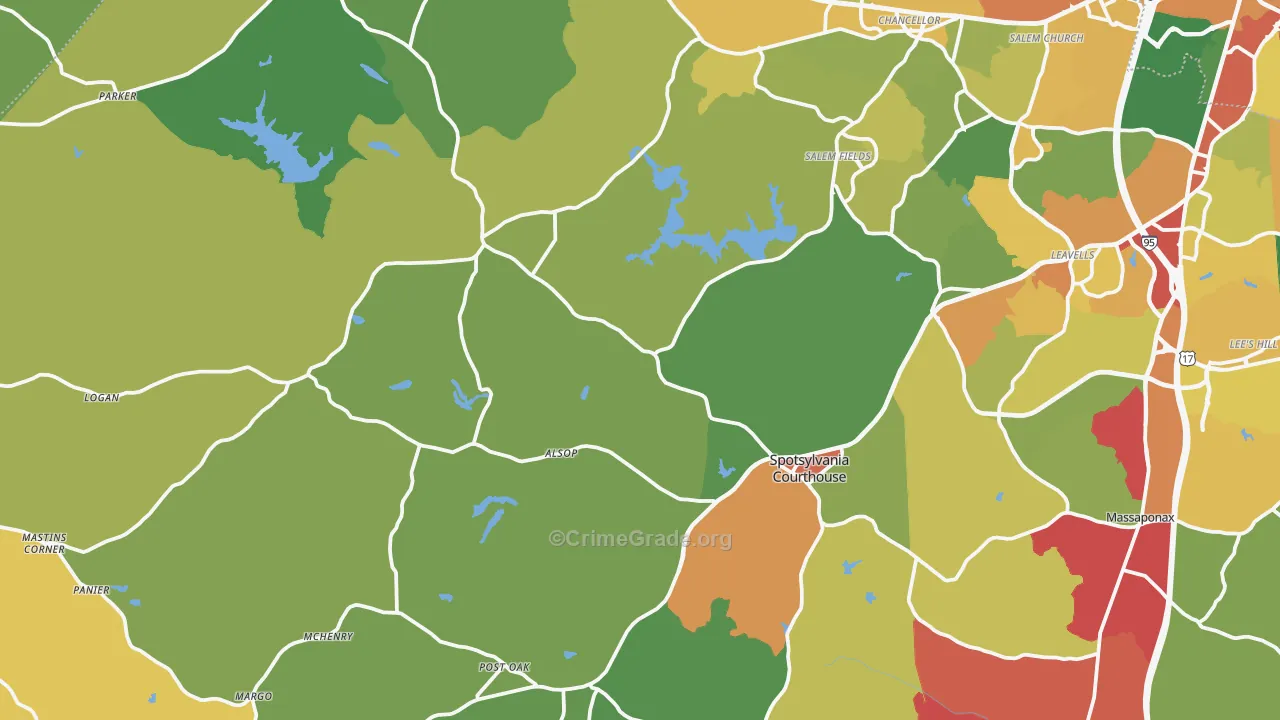 Spotsylvania, VA Map of Vandalism Rates