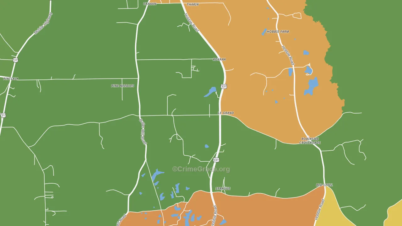 Sprague, AL Map of Vandalism Rates