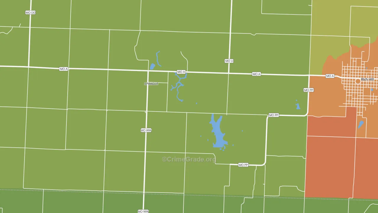 Sprague, MO Map of Vandalism Rates