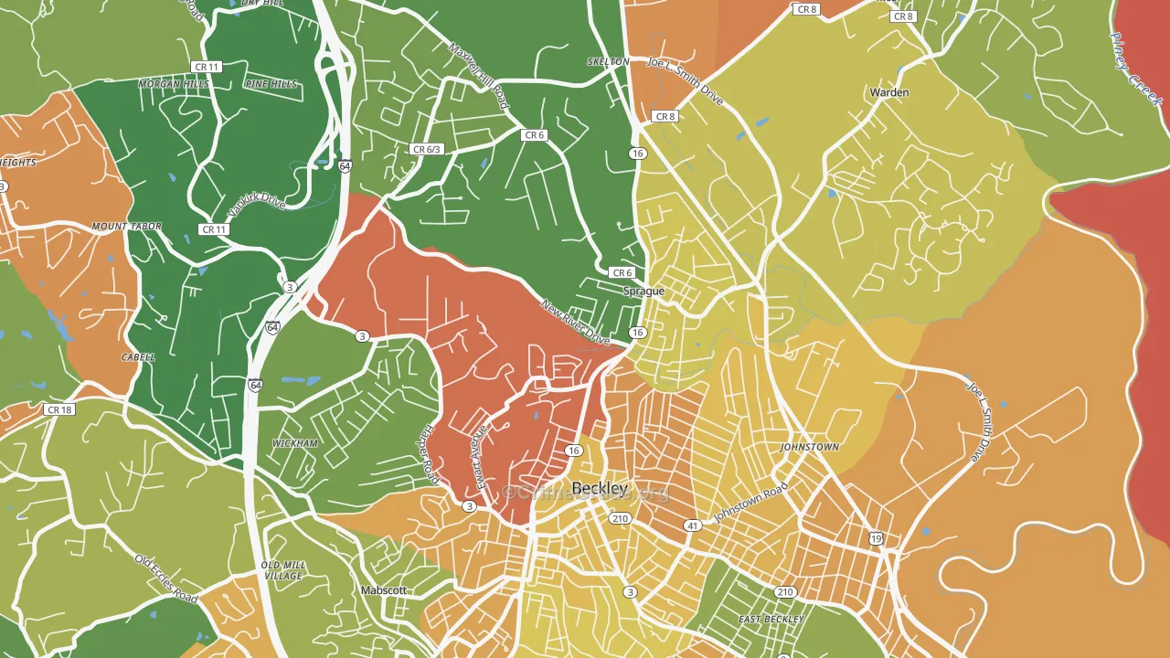 Sprague, WV Map of Vandalism Rates