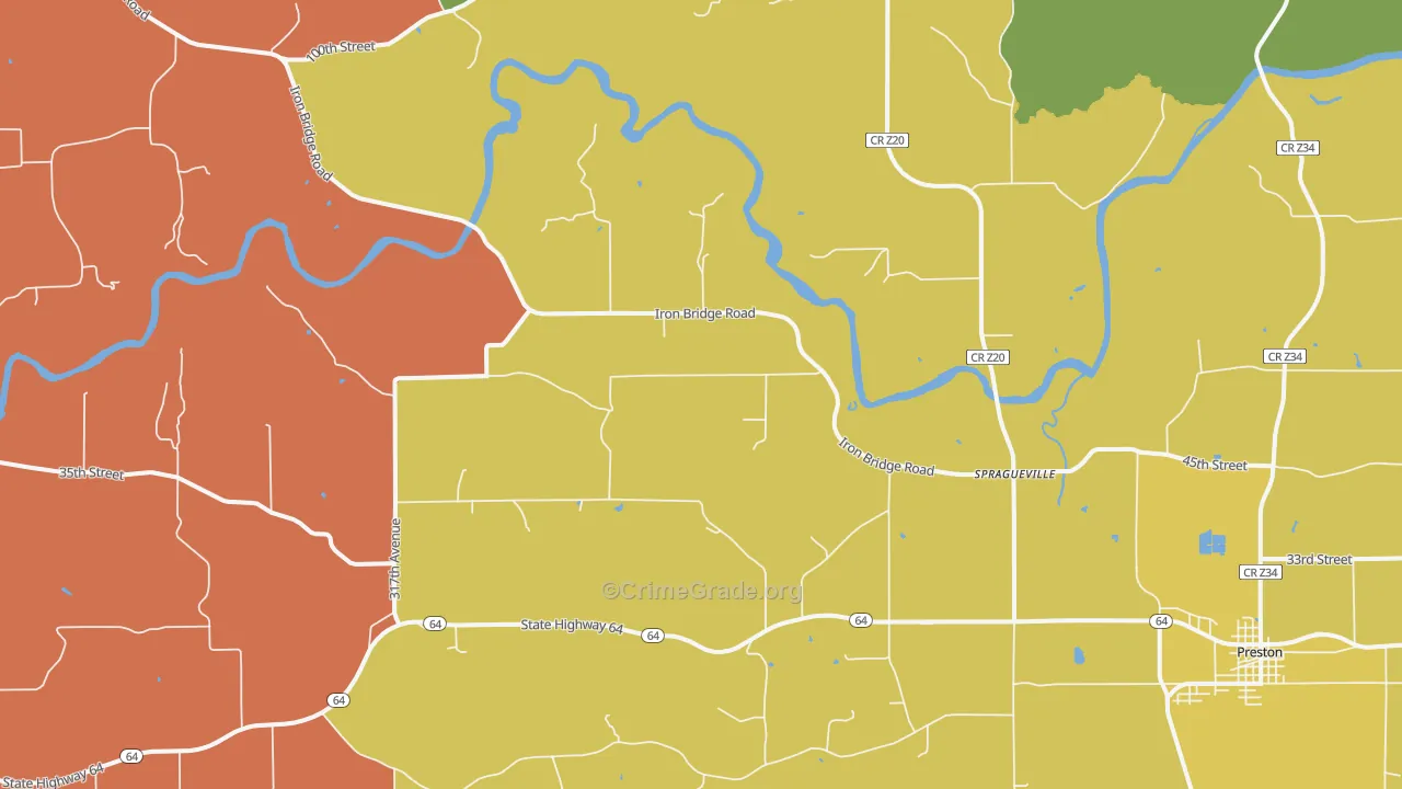 Spragueville, IA Map of Vandalism Rates
