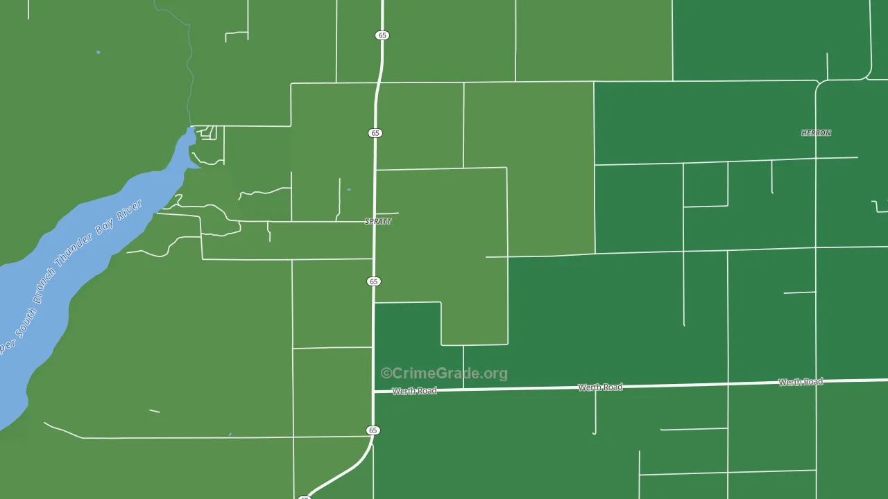 Spratt, MI Map of Vandalism Rates