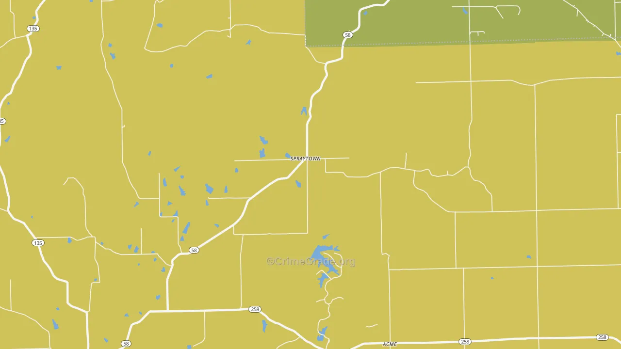 Spraytown, IN Map of Vandalism Rates