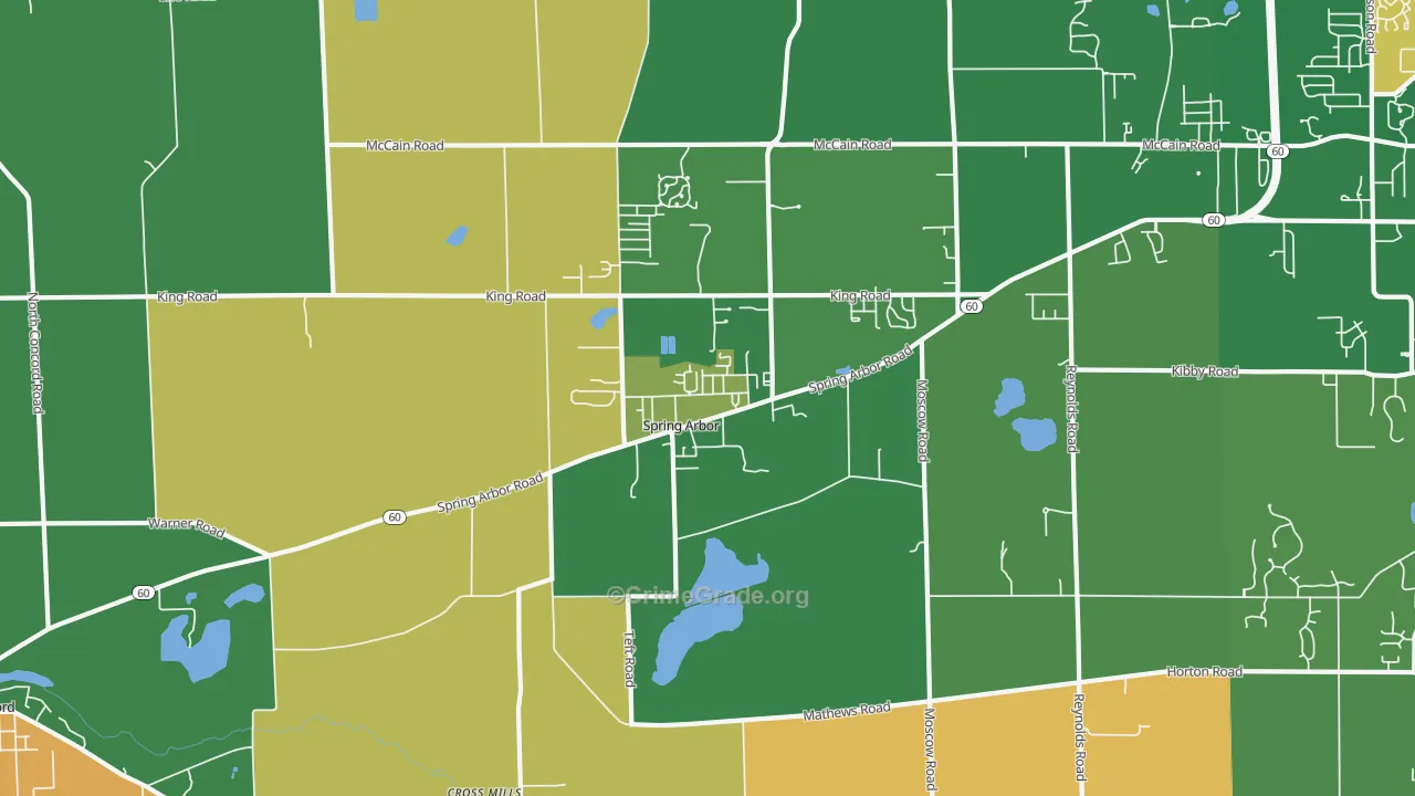 Spring Arbor, MI Map of Vandalism Rates
