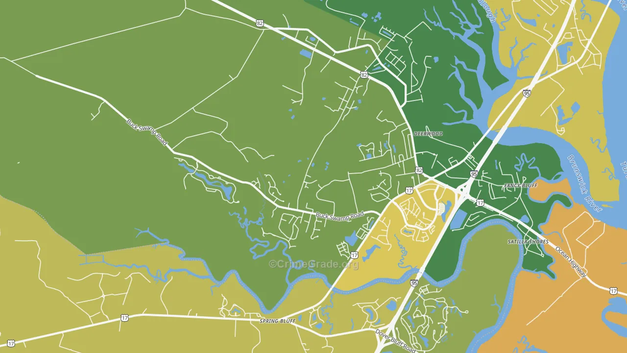 Spring Bluff, GA Map of Vandalism Rates