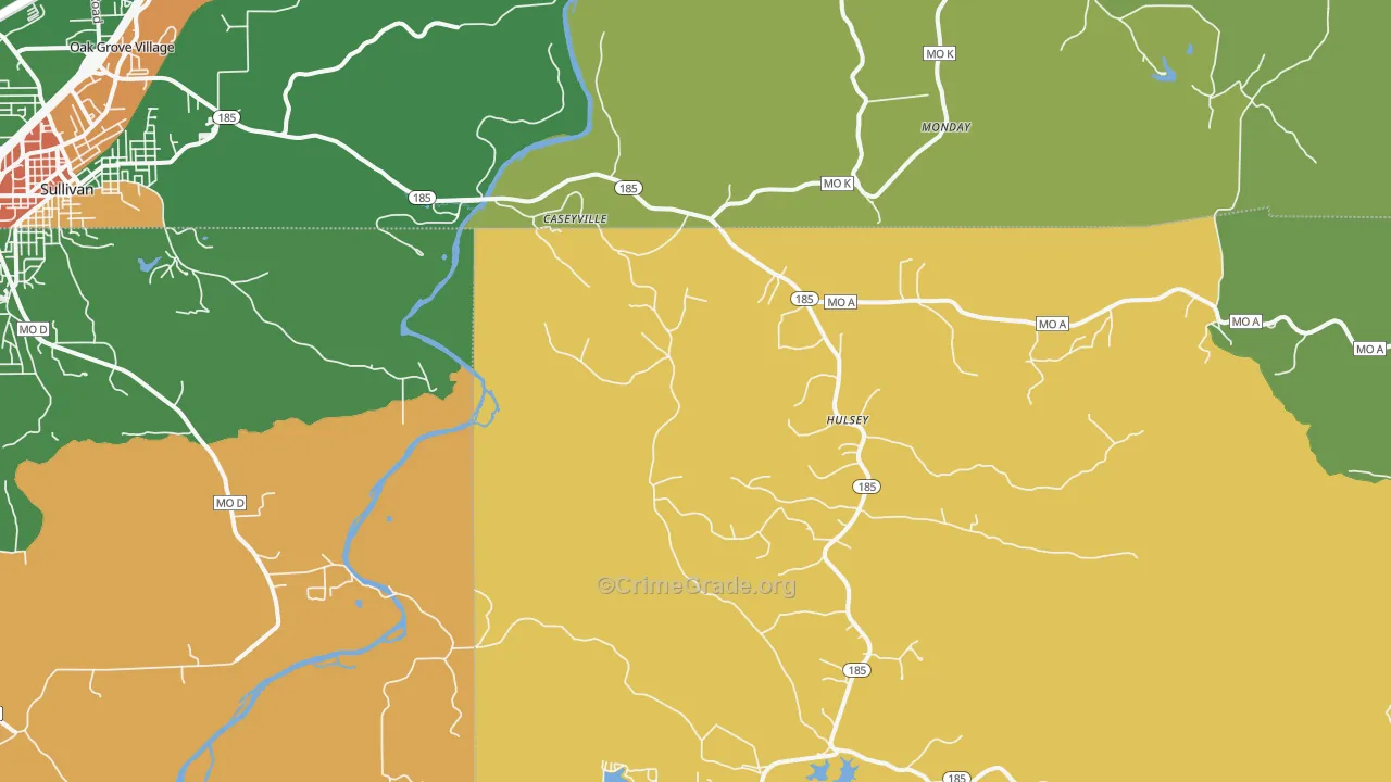 Spring Bluff, MO Map of Vandalism Rates