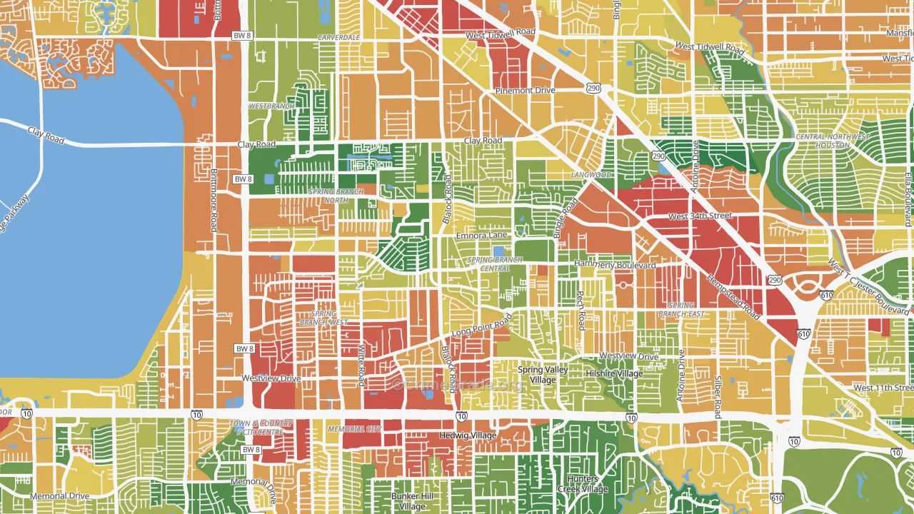 Spring Branch, Houston, TX Map of Vandalism Rates