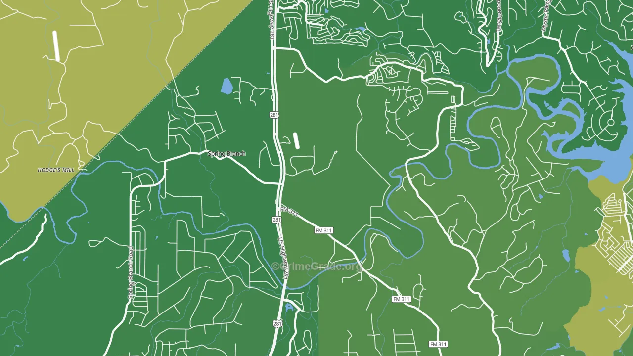 Spring Branch, TX Map of Vandalism Rates
