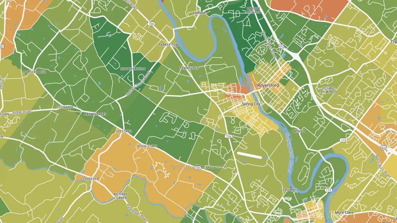 Spring City, PA Map of Vandalism Rates