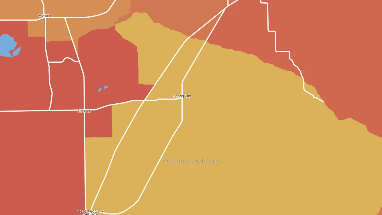 Spring City, UT Map of Vandalism Rates