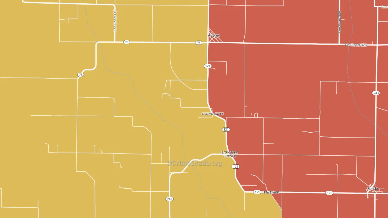 Spring Creek, AR Map of Vandalism Rates