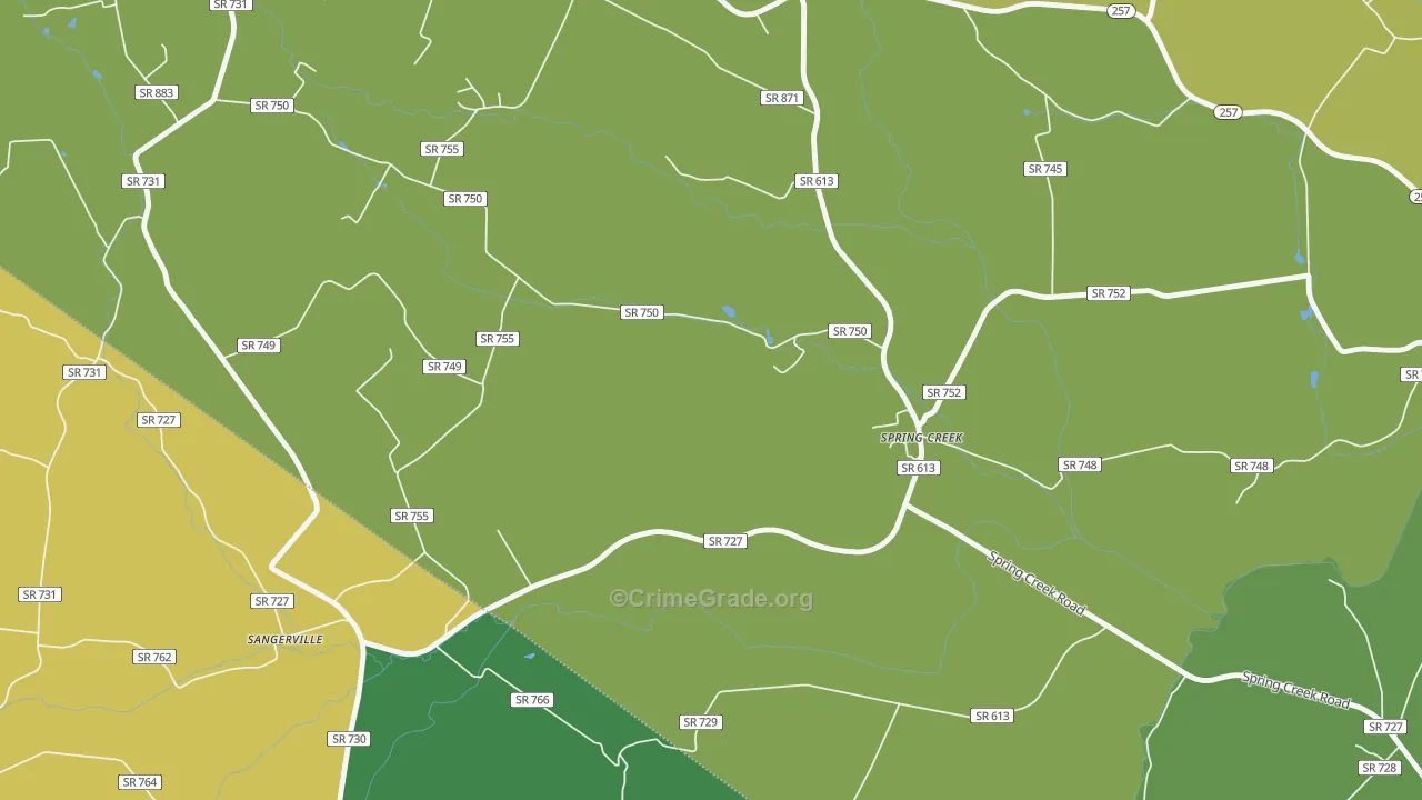 Spring Creek, VA Map of Vandalism Rates