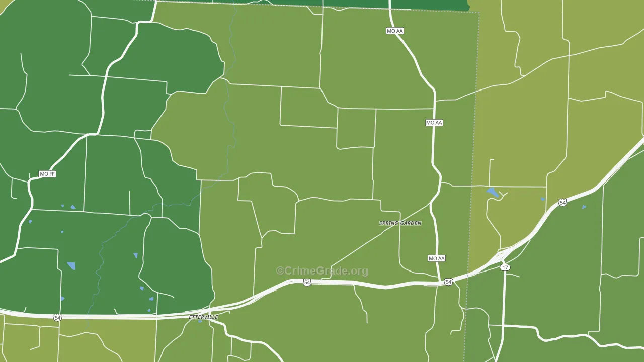 Spring Garden, MO Map of Vandalism Rates