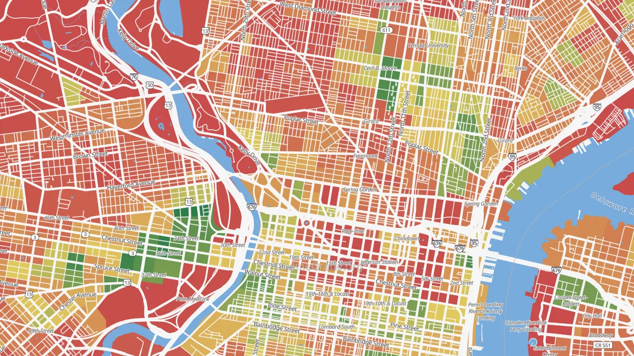 Spring Garden, Philadelphia, PA Map of Vandalism Rates