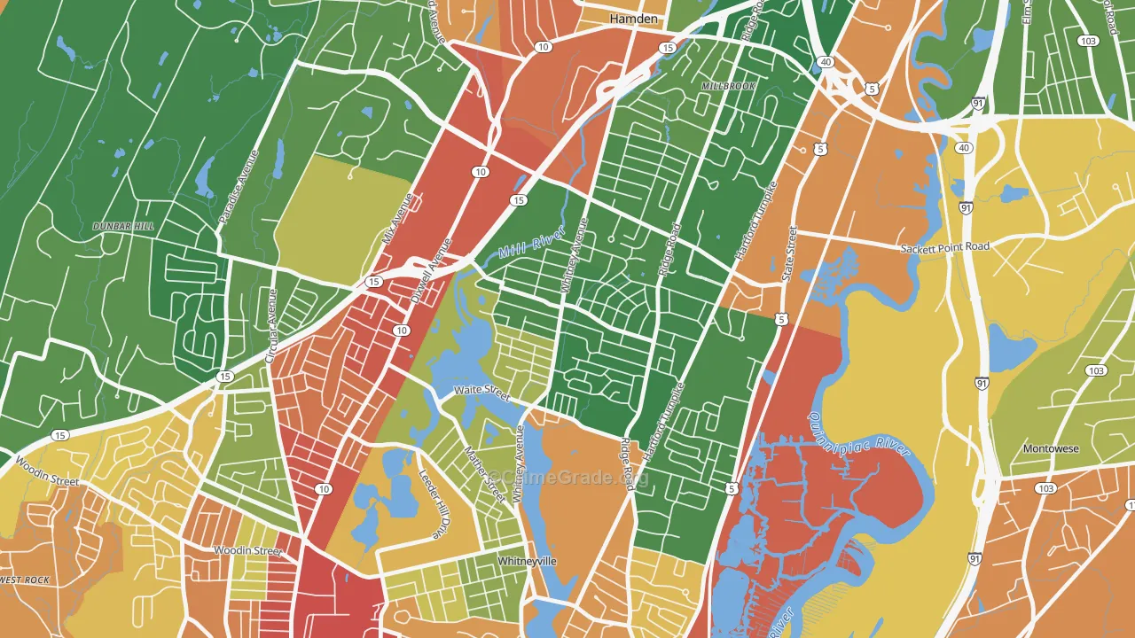 Spring Glen, Hamden, CT Map of Vandalism Rates