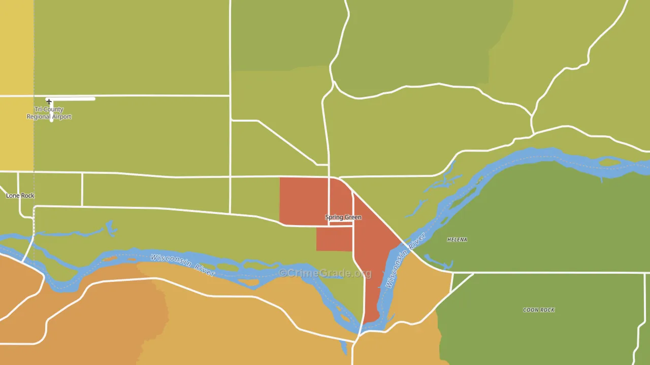 Spring Green, WI Map of Vandalism Rates