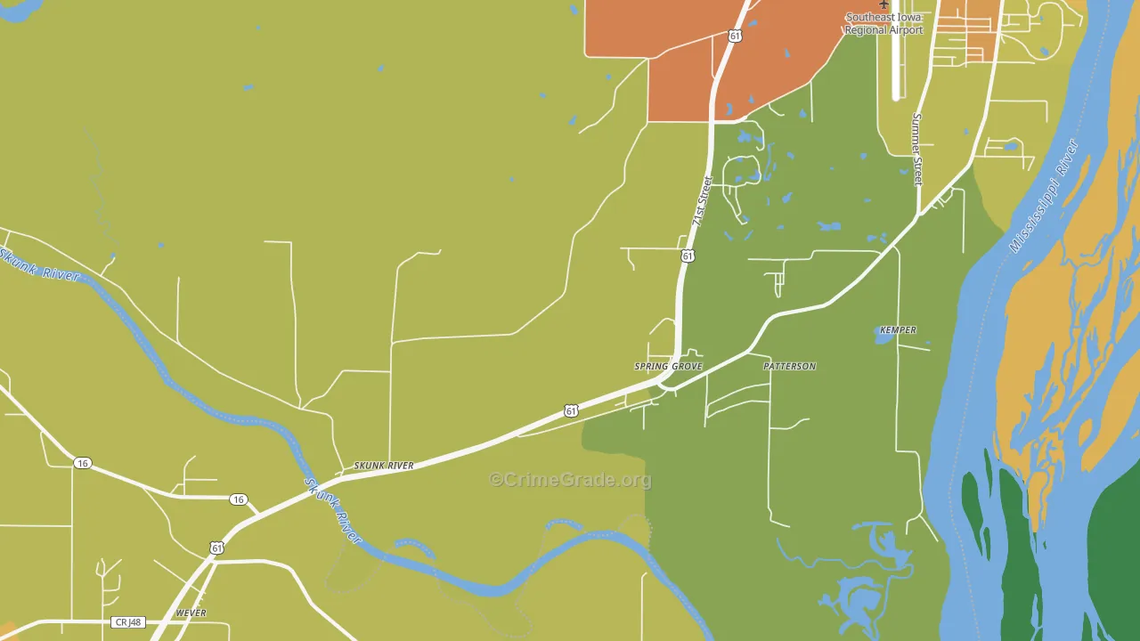 Spring Grove, IA Map of Vandalism Rates
