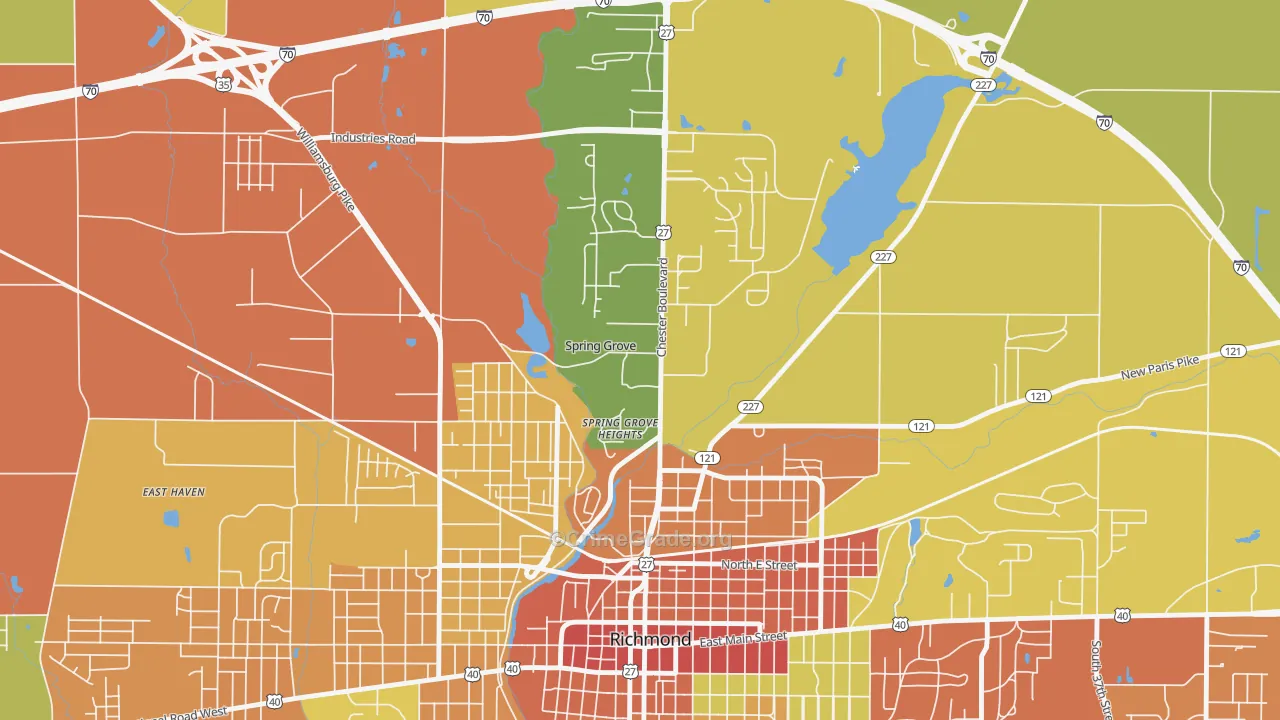 Spring Grove, IN Map of Vandalism Rates