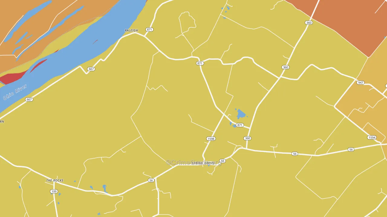 Spring Grove, KY Map of Vandalism Rates
