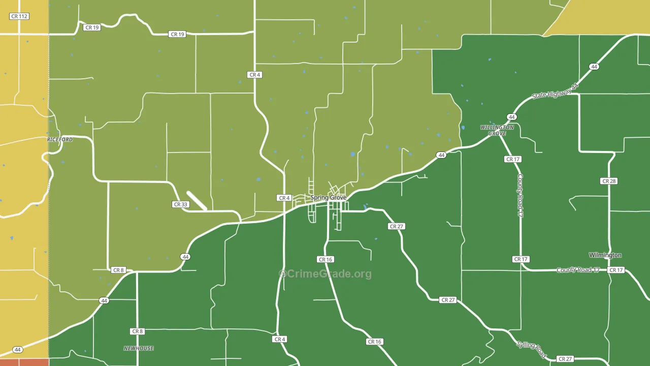 Spring Grove, MN Map of Vandalism Rates