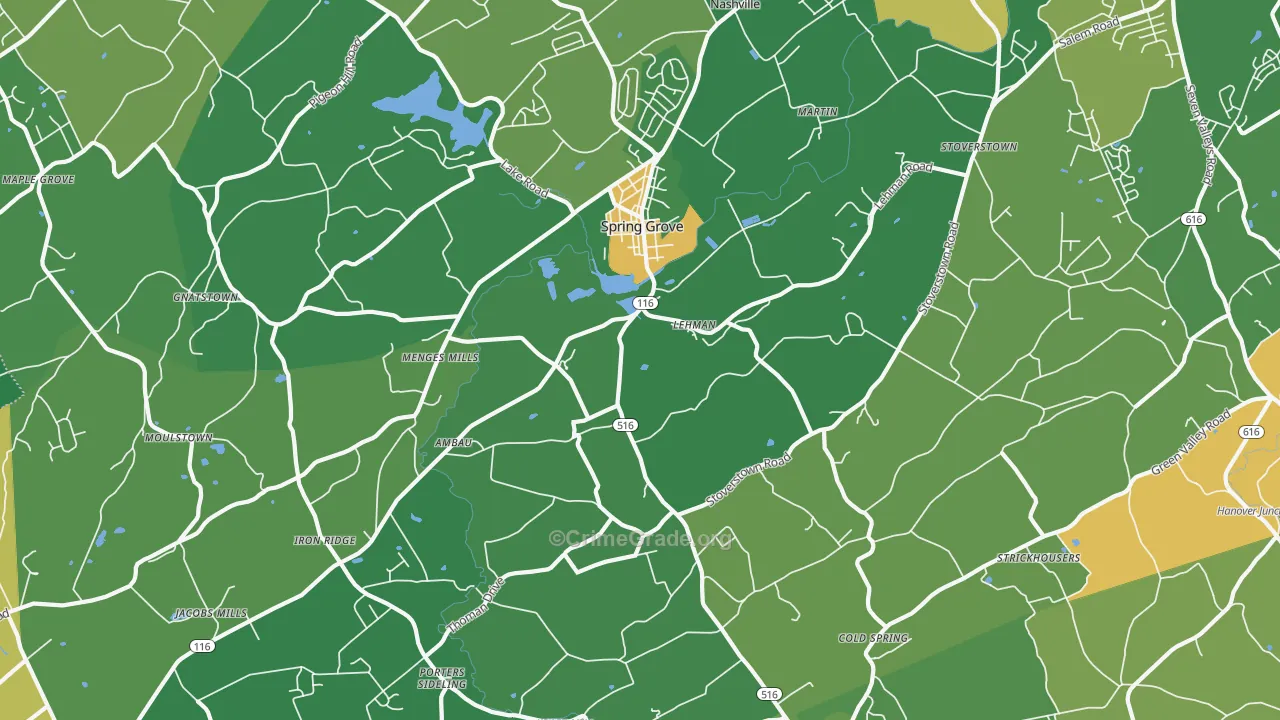 Spring Grove, PA Map of Vandalism Rates