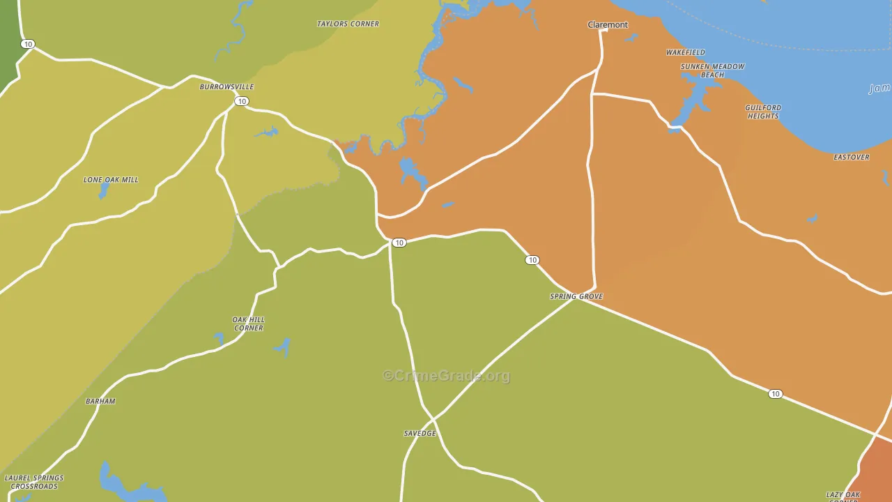 Spring Grove, VA Map of Vandalism Rates