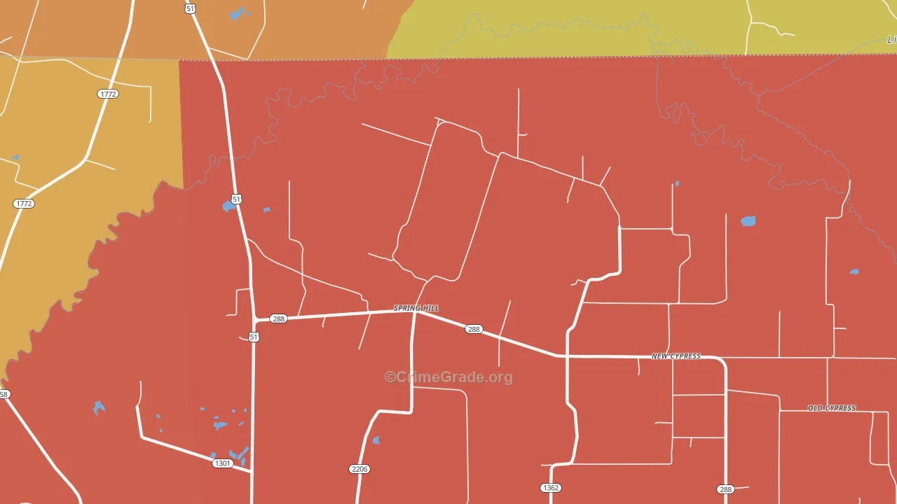 Spring Hill, KY Map of Vandalism Rates