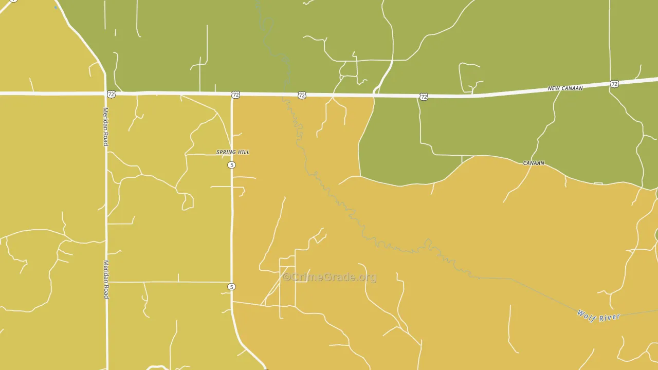 Spring Hill, MS Map of Vandalism Rates