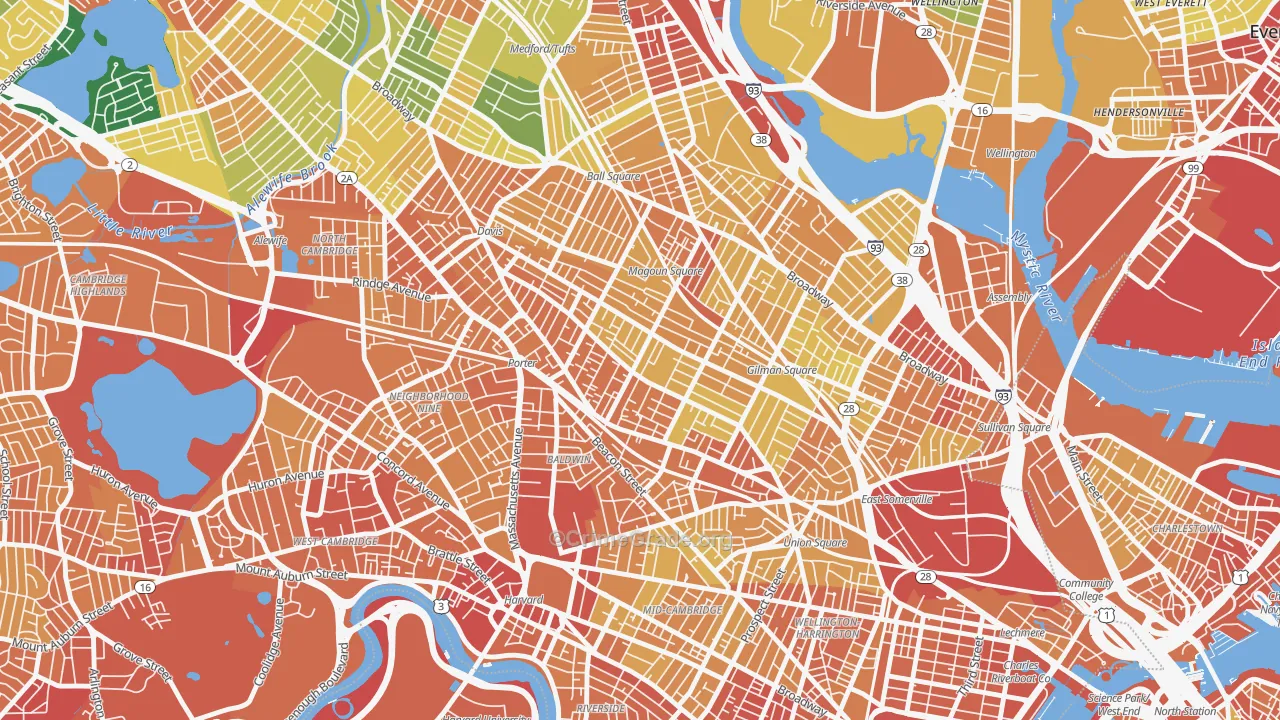 Spring Hill, Somerville, MA Map of Vandalism Rates