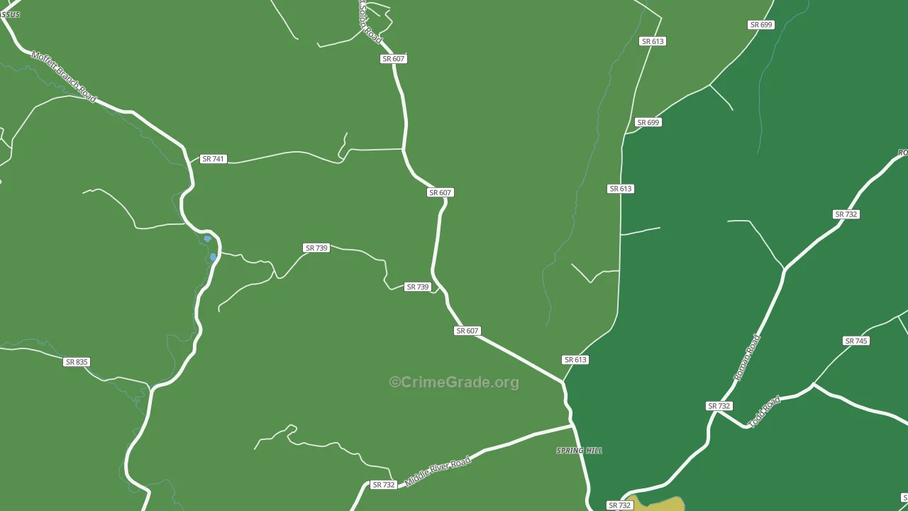 Spring Hill, VA Map of Vandalism Rates