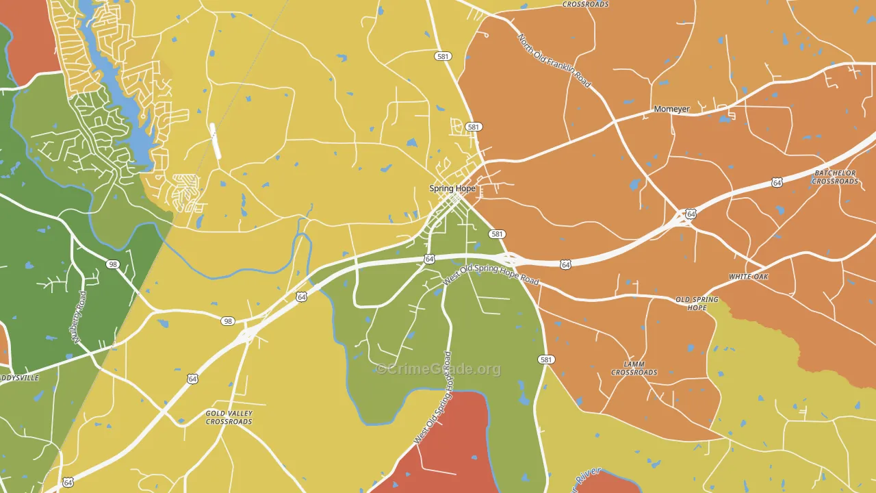 Spring Hope, NC Map of Vandalism Rates
