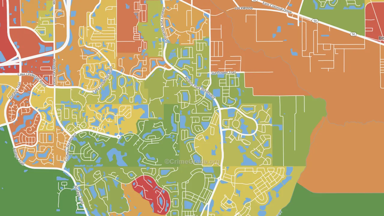 Spring Isle, Alafaya, FL Map of Vandalism Rates