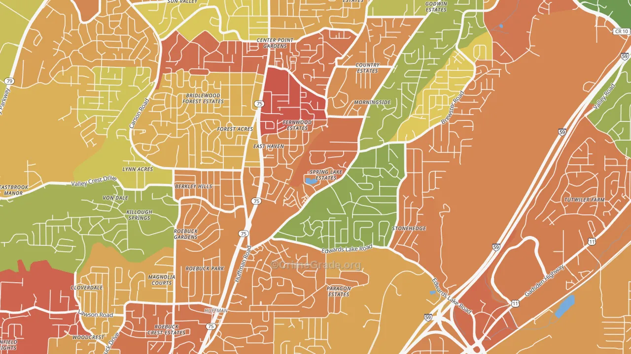 Spring Lake, Birmingham, AL Map of Vandalism Rates
