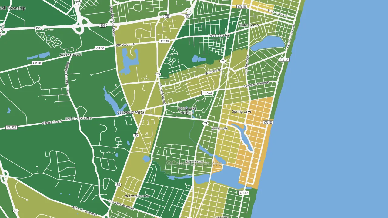 Spring Lake Heights, NJ Map of Vandalism Rates
