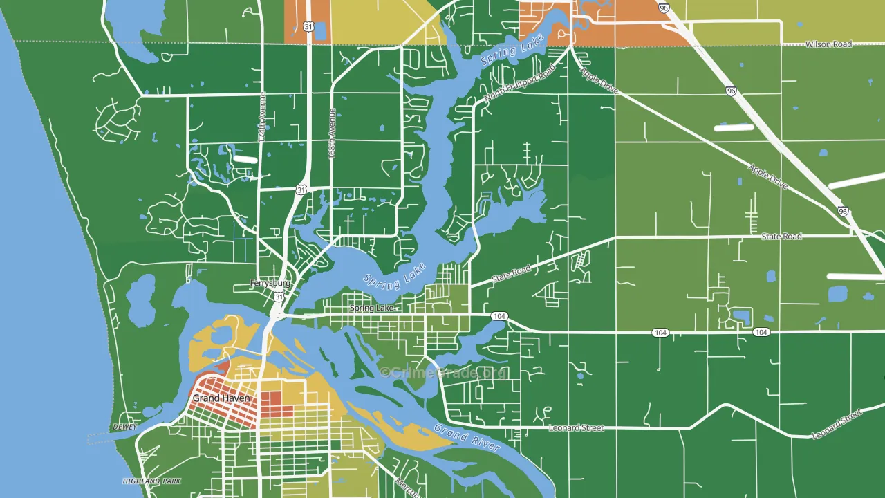 Spring Lake, MI Map of Vandalism Rates