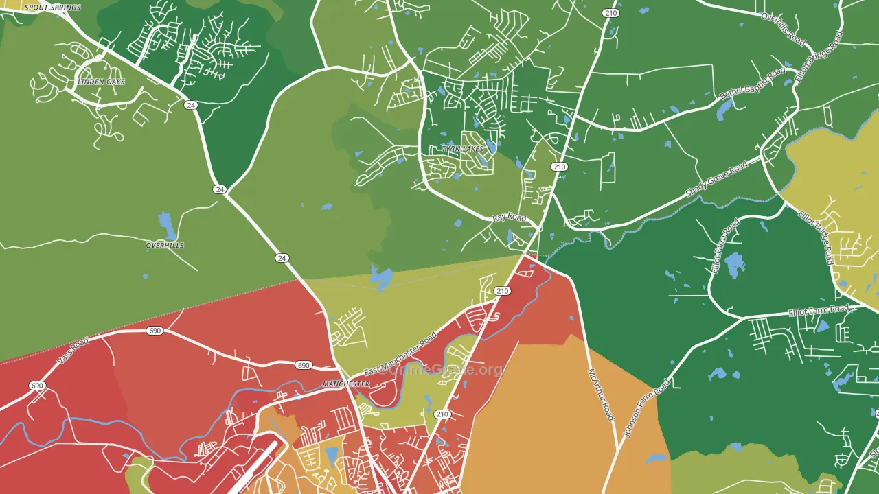 Spring Lake, NC Map of Vandalism Rates