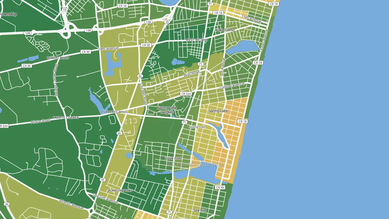 Spring Lake, NJ Map of Vandalism Rates