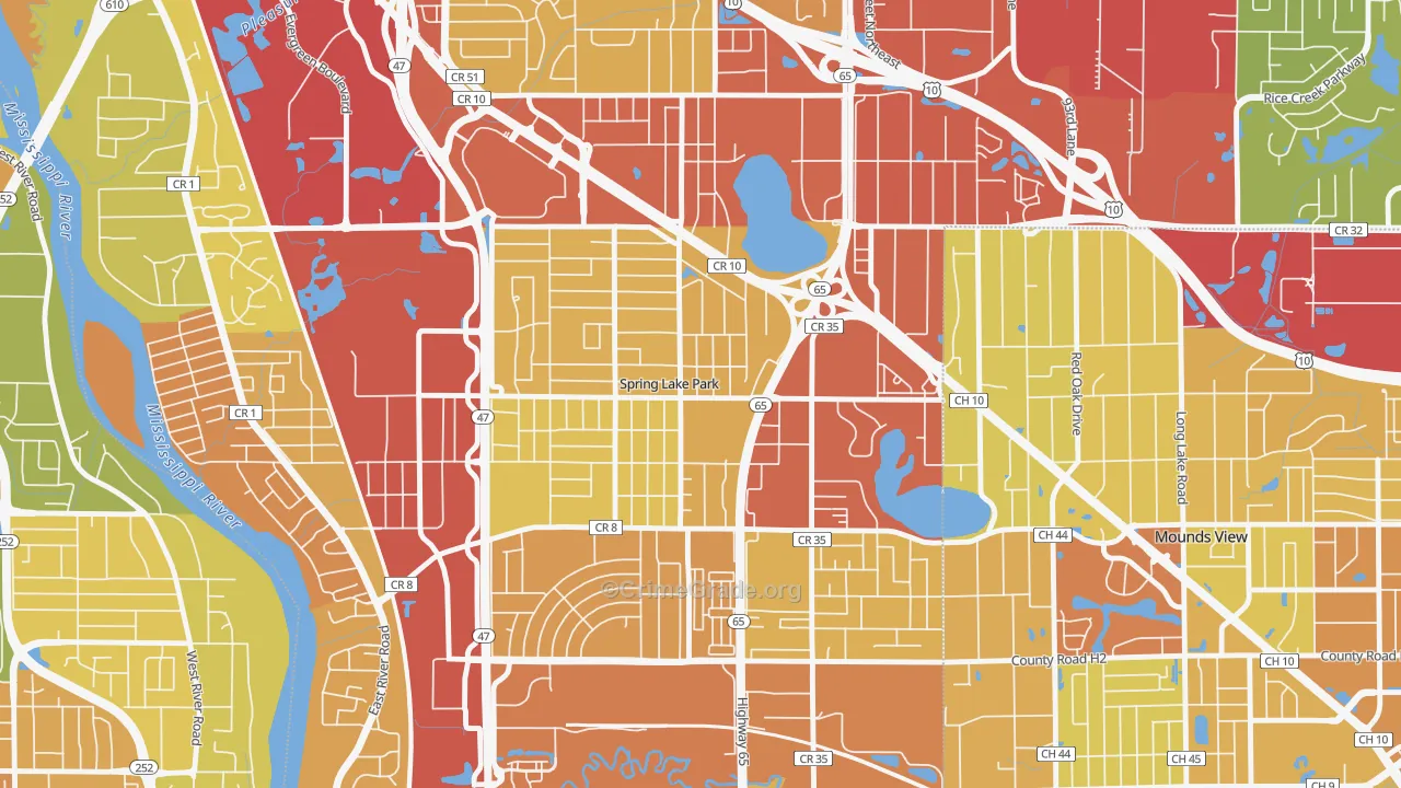 Spring Lake Park, MN Map of Vandalism Rates