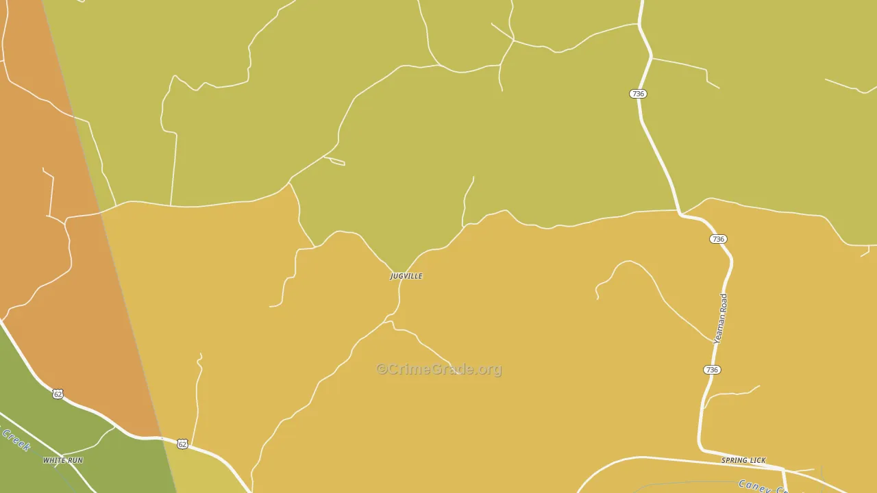 Spring Lick, KY Map of Vandalism Rates