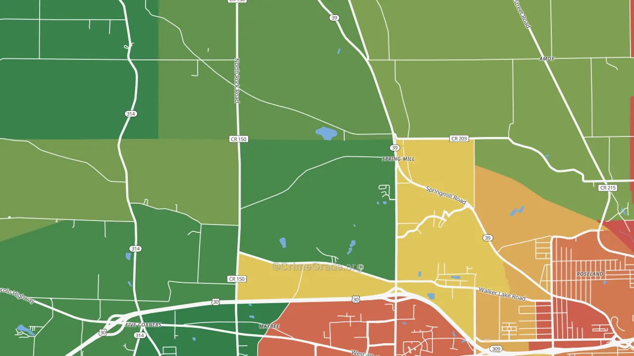 Spring Mill, OH Map of Vandalism Rates