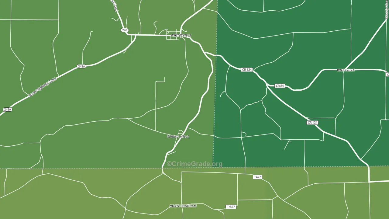 Spring Mills, NY Map of Vandalism Rates