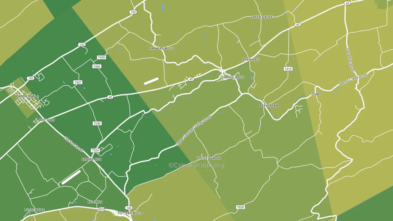 Spring Mills, PA Map of Vandalism Rates