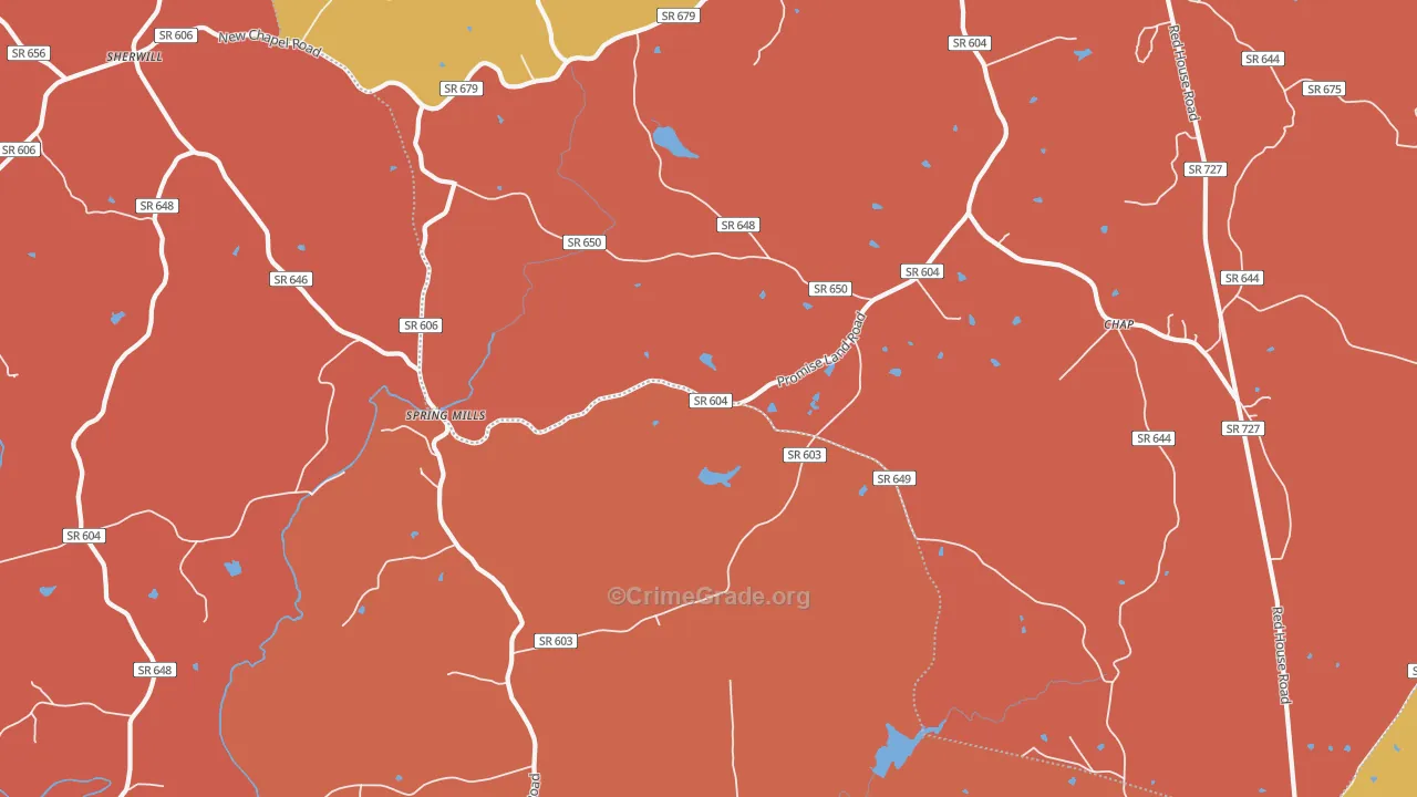 Spring Mills, VA Map of Vandalism Rates