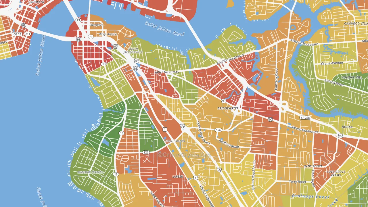 Spring Park, Jacksonville, FL Map of Vandalism Rates