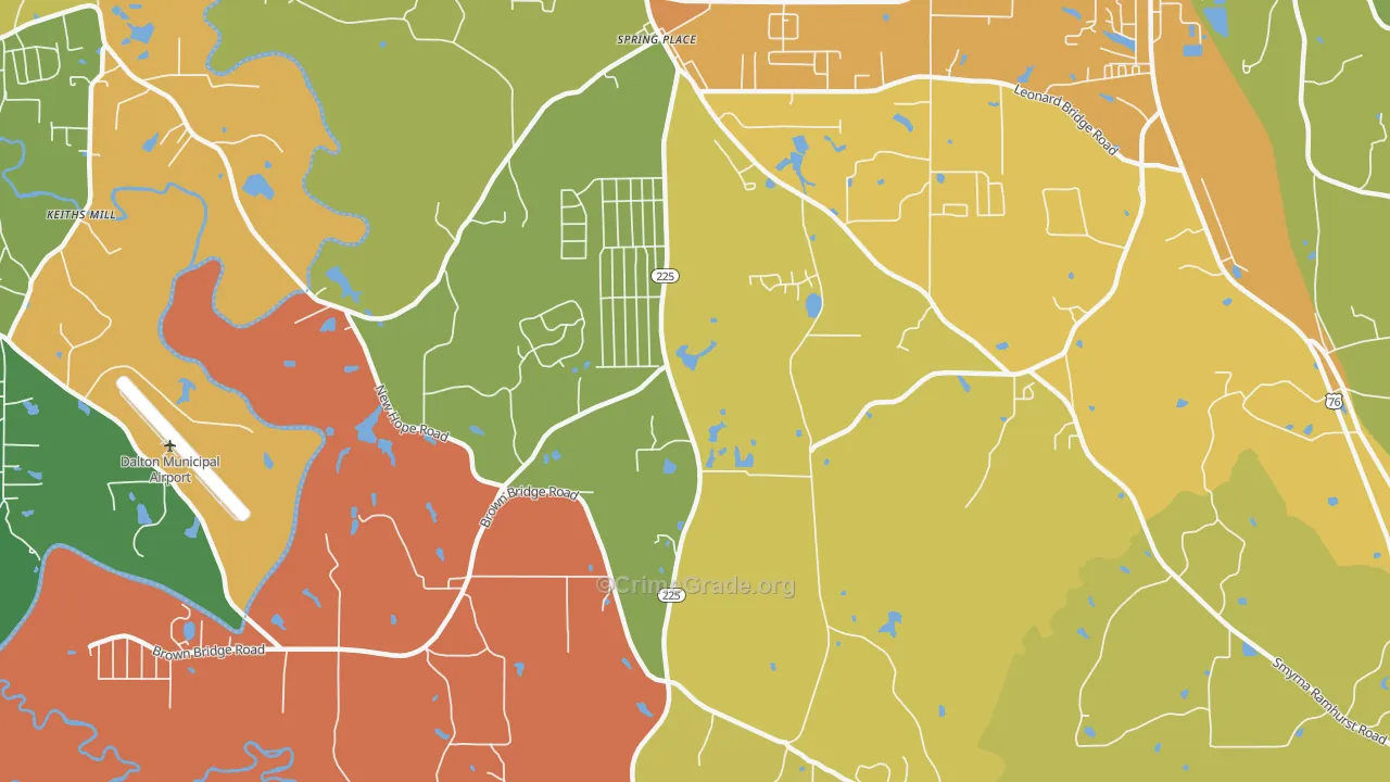 Spring Place, GA Map of Vandalism Rates