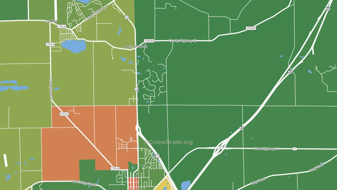 Spring Prairie, WI Map of Vandalism Rates