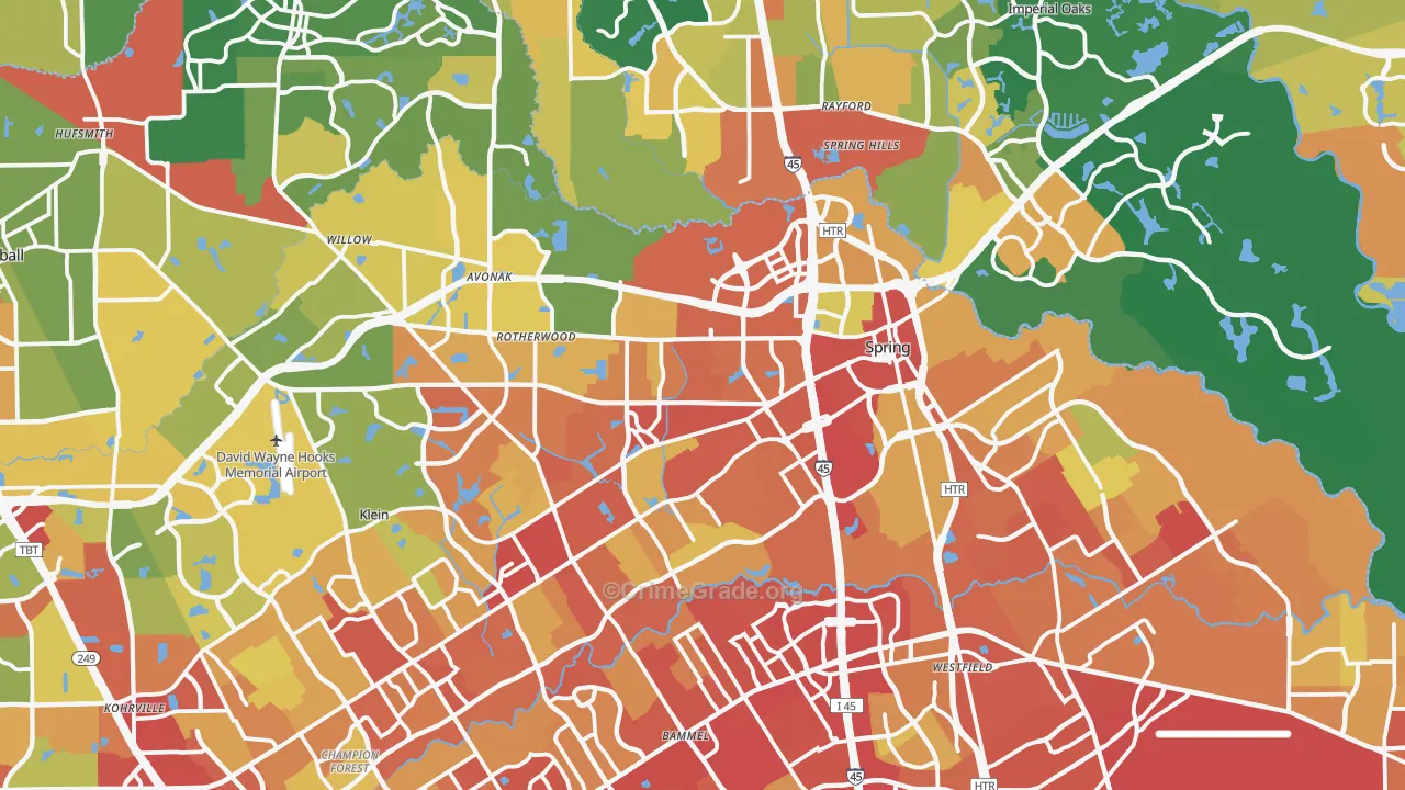 Spring, TX Map of Vandalism Rates